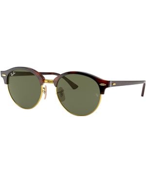 Ray-Ban Clubround Classic Sunglasses Frame Green Lenses Polarized - Black