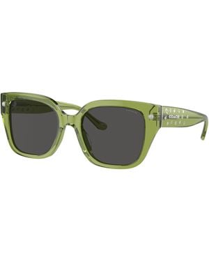 COACH Logo-Print Square-Frame Sunglasses - Green