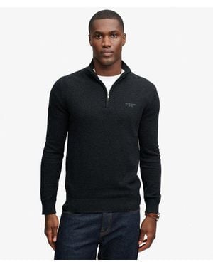 Superdry & Co Prep Essential Cotton Half Zip Sweater - Blue