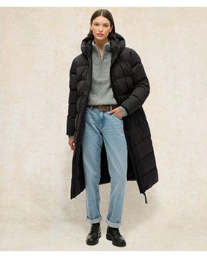 Superdry Classic Microfibre Long Puffer Coat - Blue