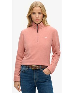 Superdry & Co Polar Fleece Cropped Half Zip - Red
