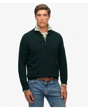 Superdry Homme Pull À Demi-Zip Essentials En Coton Taille - Vert