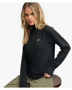 Superdry Femme Top De Sport À Pois Coupe Décontractée Taille - Noir