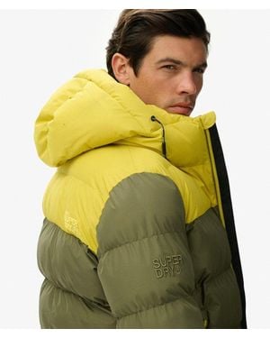 Superdry Colorblock Hooded Puffer Jacket - Green