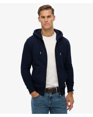 Superdry Homme Sweat À Capuche Zippé Logo Vintage Brodé Taille - Bleu