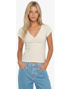 Superdry & Co Gathered V-neck Crop T-shirt - Blue
