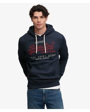 Superdry & Co Vintage Logo Heritage Relaxed Hoodie - Blue