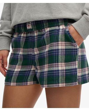 Superdry & Co Cotton Check Elastic Shorts - Green