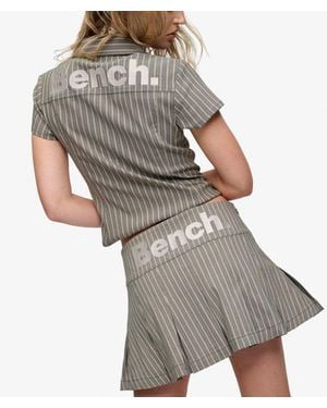 Superdry Bench X & Co Bench Logo Pleated Stripe Mini Skirt - Grey