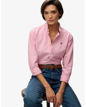 Superdry & Co Slim Oxford Button Down Long Sleeve Shirt - Pink