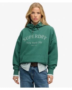 Superdry Femme Sweat À Capuche Luxe Casual Coupe Décontractée Taille - Vert