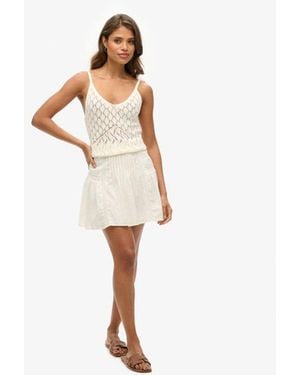 Superdry & Co Fully Lined Lace Trim Mini Skirt - White