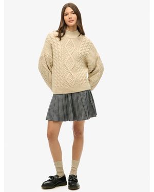 Superdry Vintage Pleated Mini Skirt - Natural