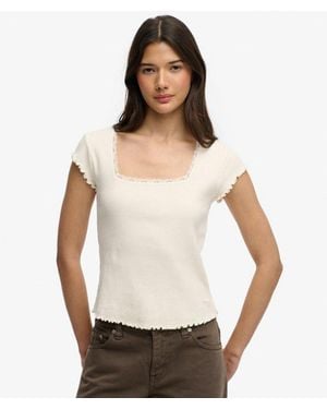 Superdry & Co Athletic Essentials Square Neck T-shirt - White