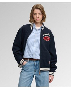 Superdry & Co Country Club Jersey Bomber Jacket - Blue