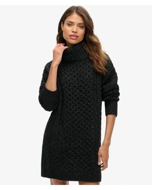 Superdry & Co Roll Neck Cable Jumper Dress - Black