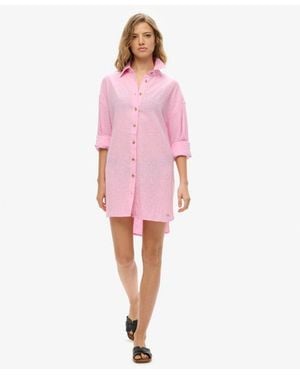 Superdry Ibiza Longline Beach Shirt - Pink