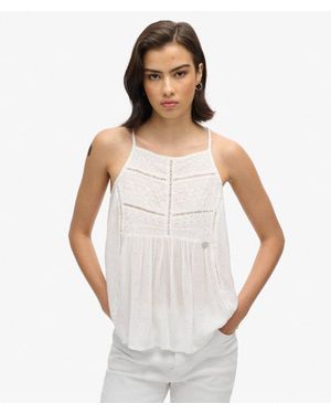 Superdry & Co Vintage Lace Yoke Cami Top - White
