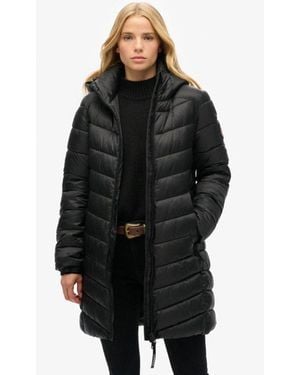 Superdry Ladies Hooded Fuji Mid Padded Jacket - Black