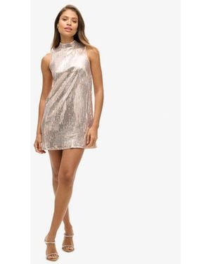 Superdry Sequin Sleeveless A-line Mini Dress - Natural
