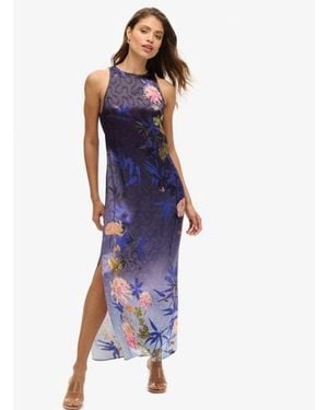 Superdry & Co Printed Satin Maxi Dress - Blue
