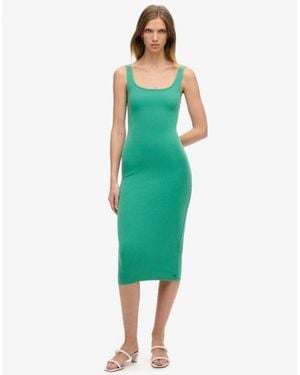 Superdry & Co Modal Square Neck Jersey Midi Dress - Green