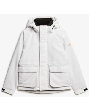 Superdry Loose Fit Logo Embossed Hood Ultimate Windbreaker Jacket - White