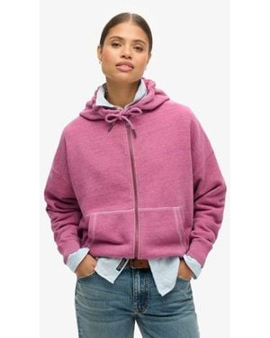 Superdry Essential Logo Overdyed Zip Hoodie - Pink