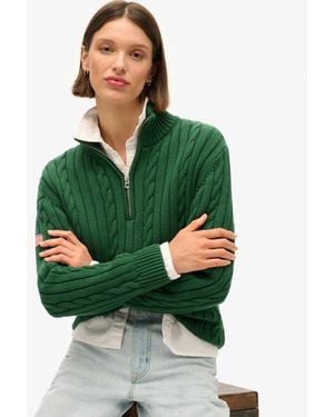 Superdry & Co Knitted Rugby Henley Sweater - Green