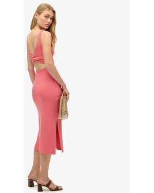 Superdry & Co Jersey Twist Back Midi Dress - Red