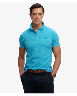 Superdry Vintage Destroy Polo Shirt - Size: L - Blue