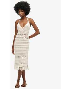 Superdry Cotton Crochet Tassel Midi Dress - Natural
