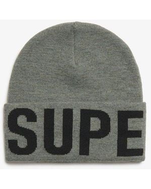 Superdry & Co Branded Knitted Beanie Hat - Grey