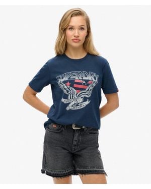Superdry Embellished Varsity Relaxed T-Shirt - Blue