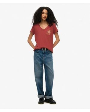Superdry Suika Metallic Relaxed V-neck T-shirt - Blue