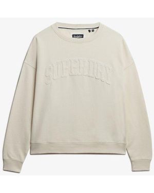 Superdry & Co Athletic Essentials Tonal Applique Crew Sweatshirt - White