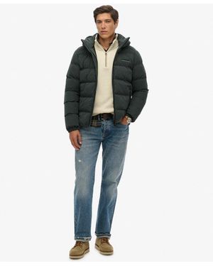 Superdry Hooded Microfibre Sport Puffer Jacket - Green