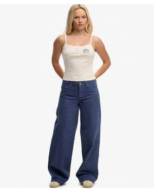 Superdry & Co Mid Rise baggy Trousers - Blue