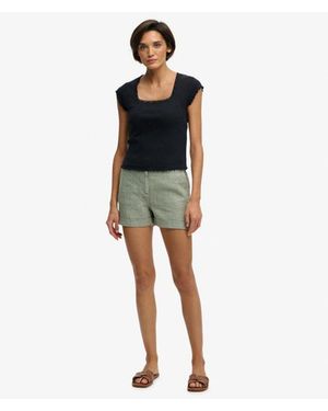 Superdry & Co Mid Rise Linen Shorts - Black
