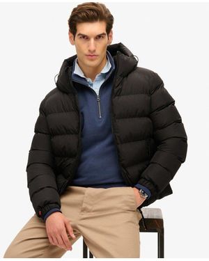 Superdry Hooded Sports Puffer Jacket - Blue