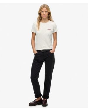 Superdry & Co Mid Rise Slim Sateen Trousers - White