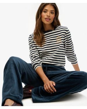 Superdry & Co Country Club Long Sleeve Stripe Top - Blue