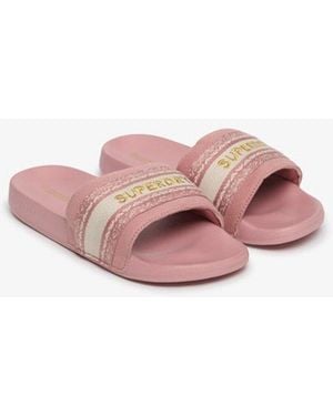 Superdry & Co Webbing Interest Pool Sliders - Pink