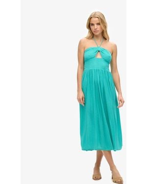Superdry Cut Out Midi Dress - Blue