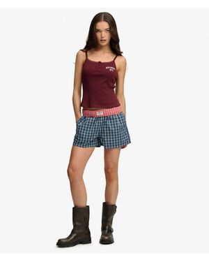 Superdry & Co Mini Check Cotton Shorts - Red