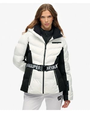 Superdry & Co Luxe Belted Ski Padded Jacket - White