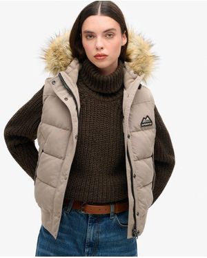 Superdry Everest Bodywarmer Van Imitatiebont - Zwart