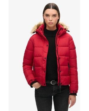 Superdry Hooded Mid Layer Short Jacket - Red