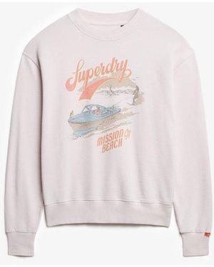 Superdry & Co Souvenir Graphic Loose Crew Sweatshirt - White