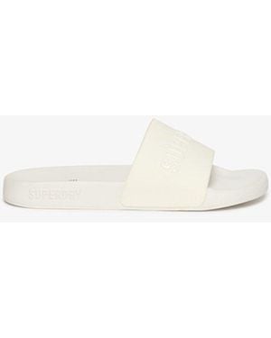 Superdry Classic Code Logo Pool Sliders - White